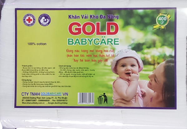Khăn Vải Khô Đa Năng Gold Baby Care 400gr